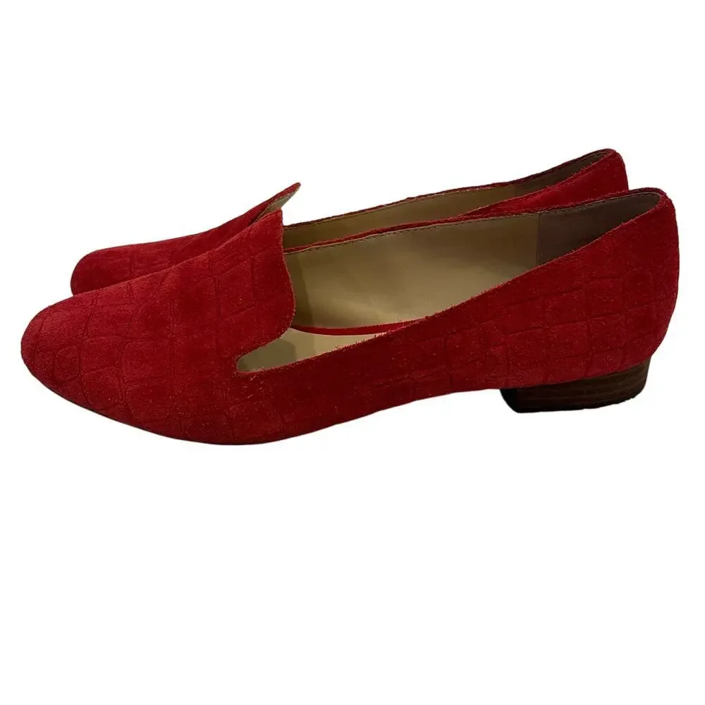 Vince Camuto Red Suede Shoes sz 7.5 VP Melley Pointed Toe Flats - Picture 2 of 7